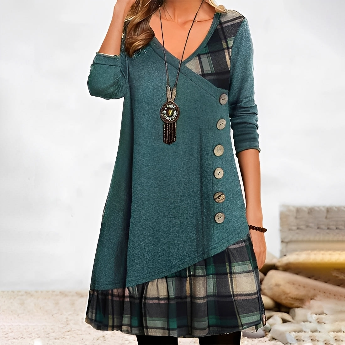 Shawnee - Freizeitkleid mit Patchwork-Design und Karos für Damen