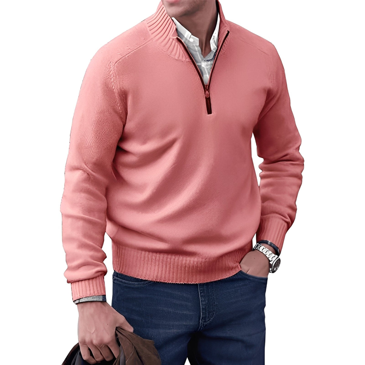 Kian - Eleganter Herrenpullover mit praktischem Reißverschluss