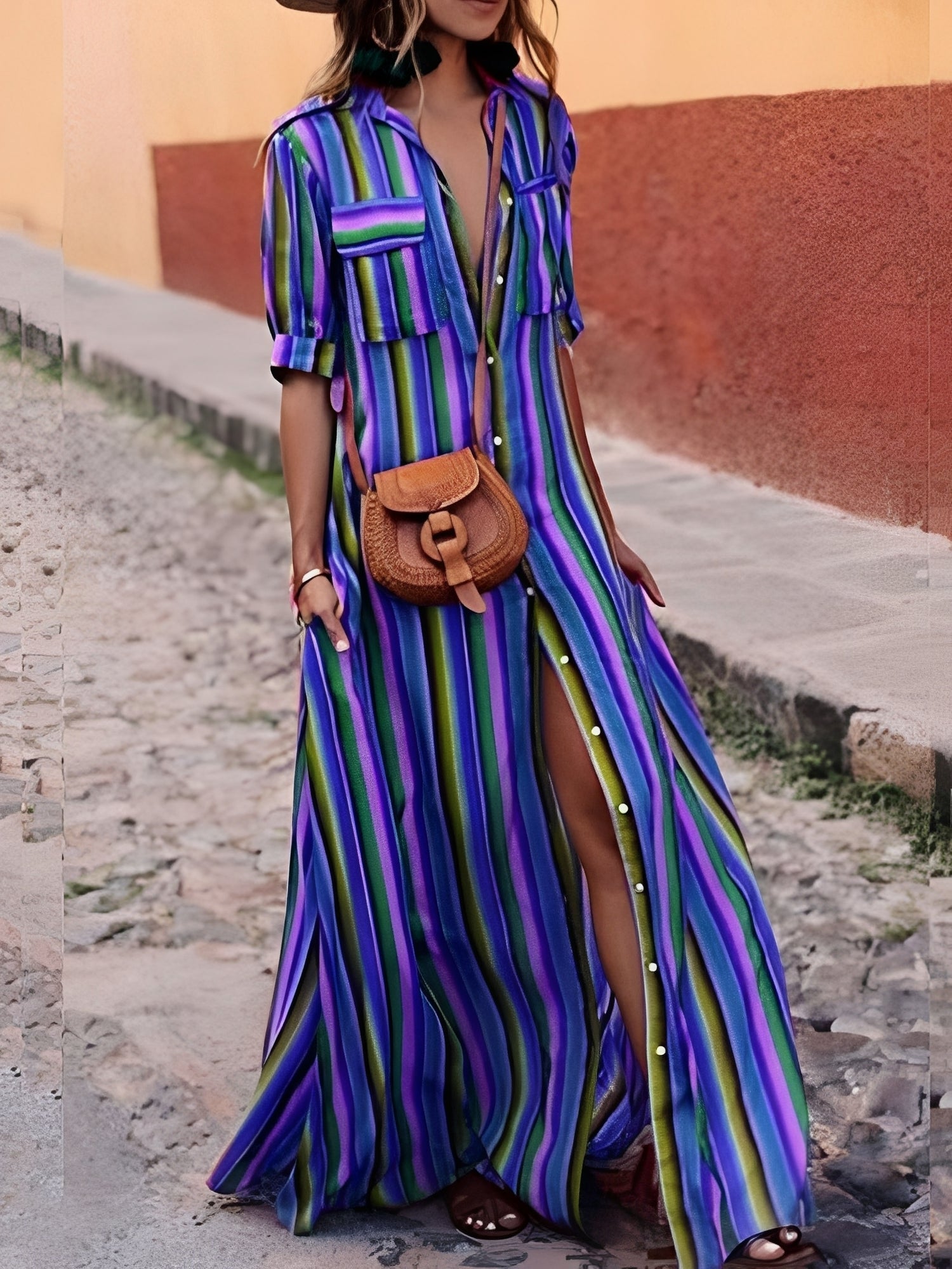 Samara - Elegantes gestreiftes Maxikleid