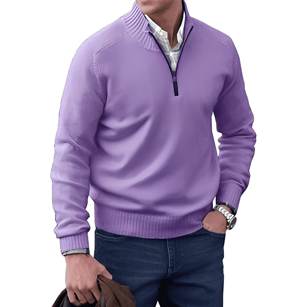 Kian - Eleganter Herrenpullover mit praktischem Reißverschluss