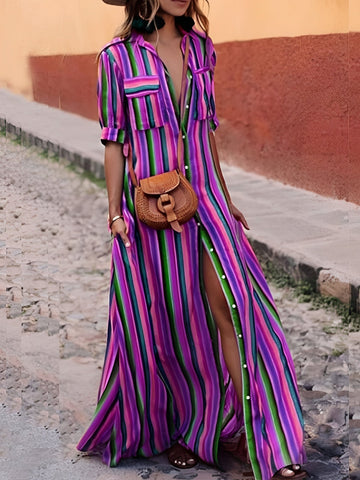 Samara - Elegantes gestreiftes Maxikleid