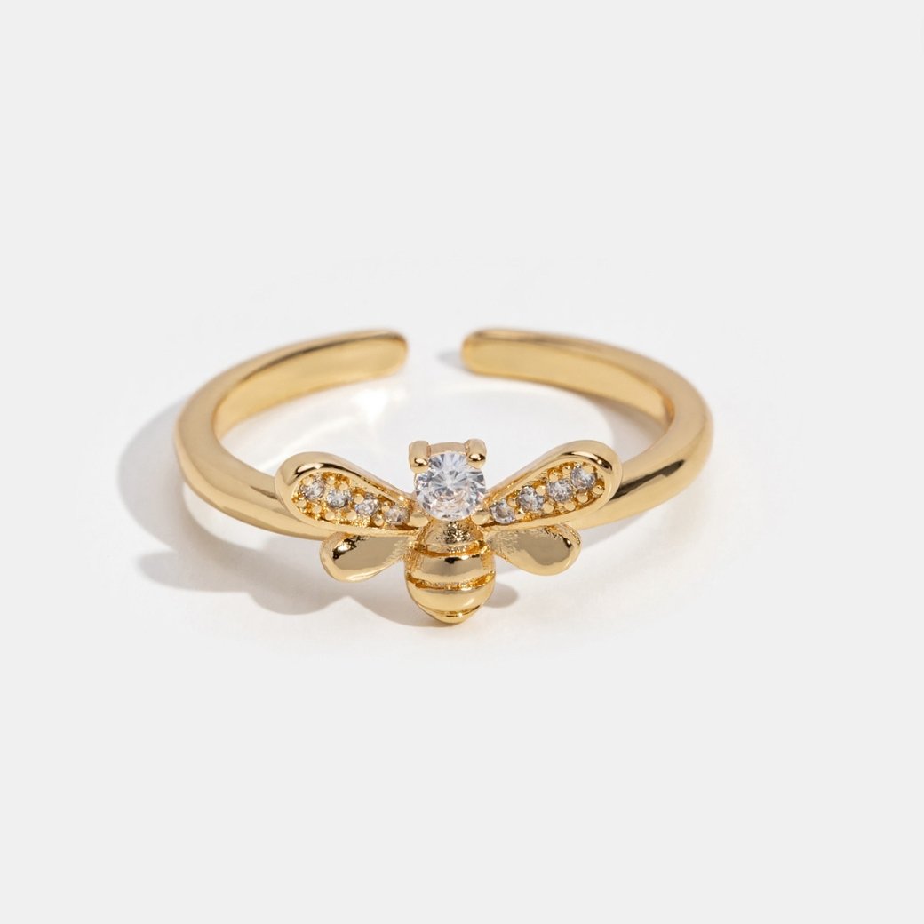 Laila - Ring mit Kristallen und Goldbiene