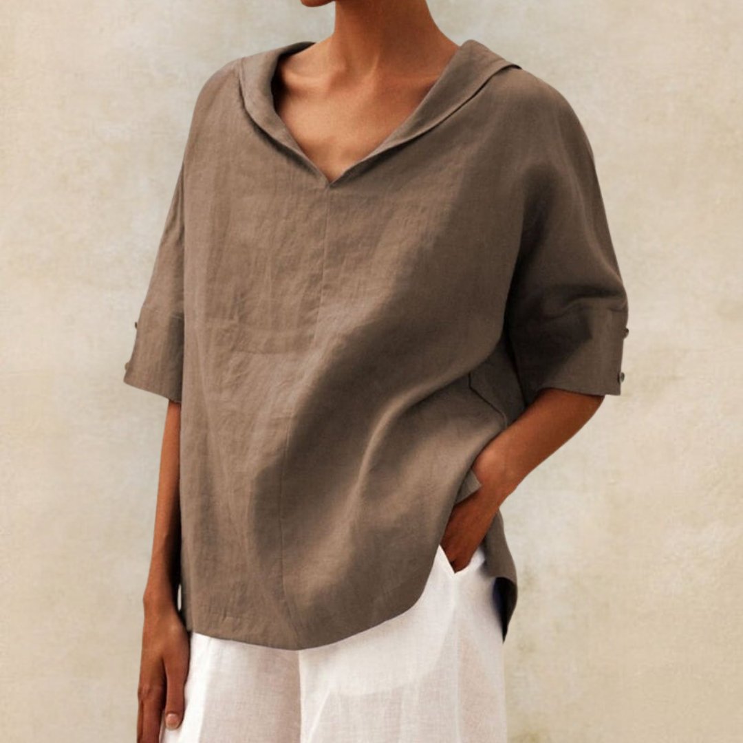 Lena – Lässige Bluse mit V-Ausschnitt für Damen