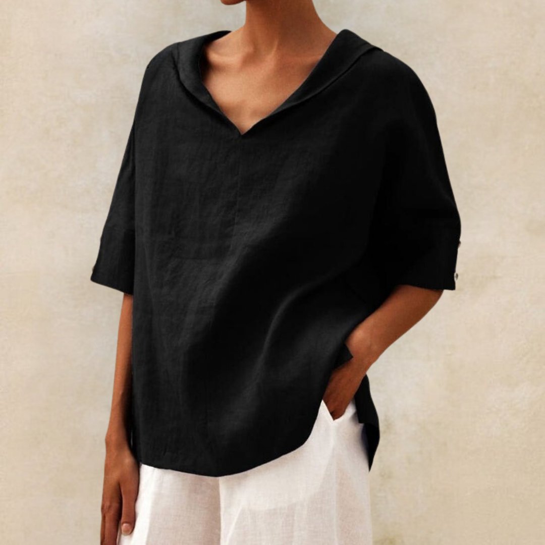 Lena – Lässige Bluse mit V-Ausschnitt für Damen