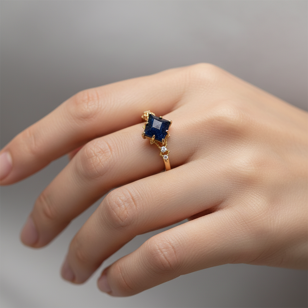 Nerisa – Ring aus schwarzem Obsidian