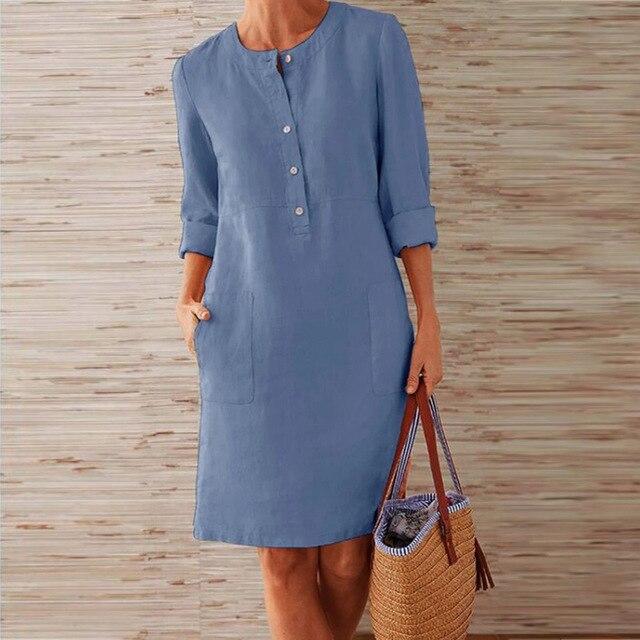 Raquel – Kleid mit langen Ärmeln aus Material-Mix für Damen