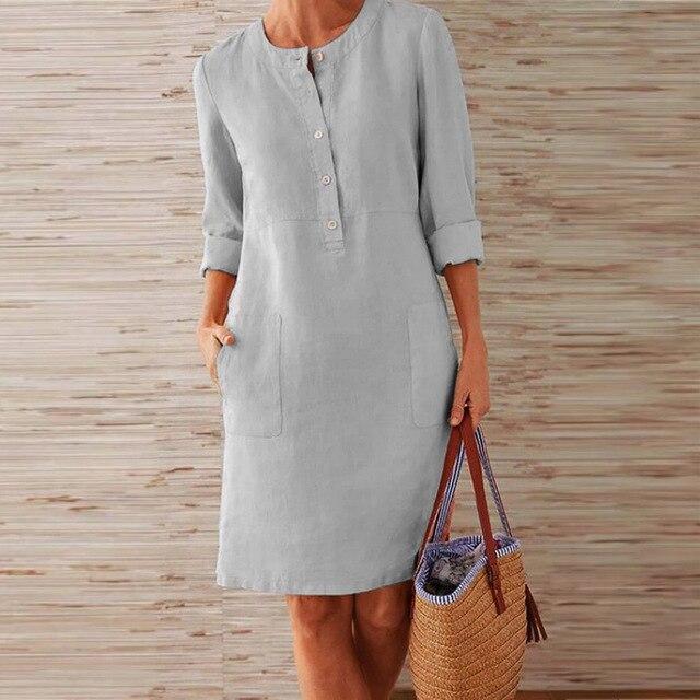 Raquel – Kleid mit langen Ärmeln aus Material-Mix für Damen
