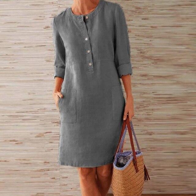 Raquel – Kleid mit langen Ärmeln aus Material-Mix für Damen