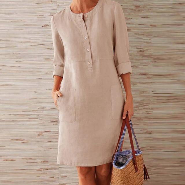 Raquel – Kleid mit langen Ärmeln aus Material-Mix für Damen