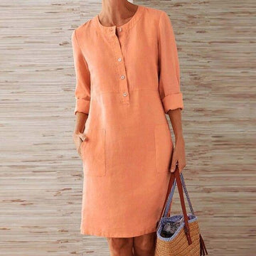 Raquel – Kleid mit langen Ärmeln aus Material-Mix für Damen
