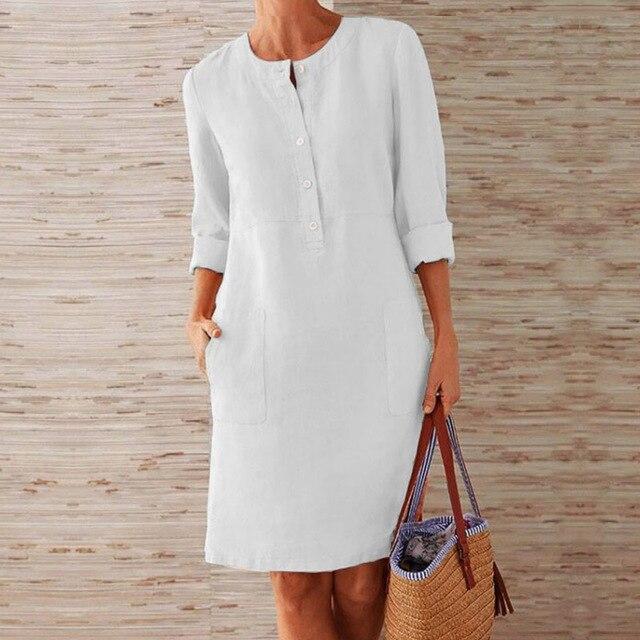 Raquel – Kleid mit langen Ärmeln aus Material-Mix für Damen
