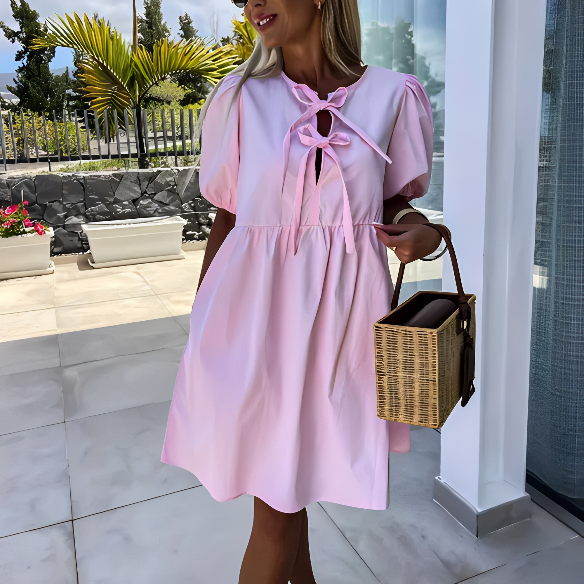 Eunice - Sommerkleid für Damen mit eleganten Puffärmeln